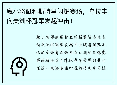 魔小将佩利斯特里闪耀赛场，乌拉圭向美洲杯冠军发起冲击！